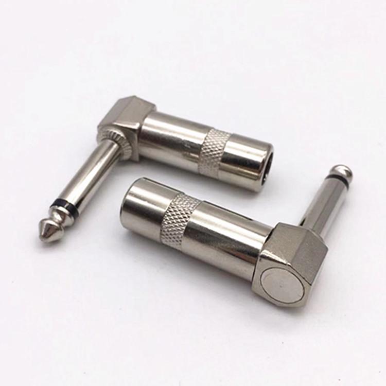 6.35mm 90° Right Angle Mono Guitar Plug, 6.5mm Two-Core Amplifier Audio Connector