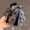 Elegant Gray Polka Dot Bow Hairpin For Women Girls High-end Temperament Ponytail Hair Claw Fashion Hair Accessories Gift