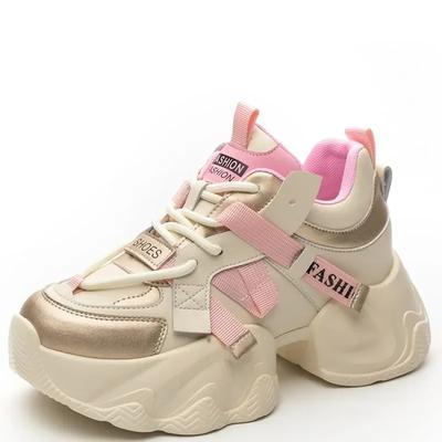 7cm Genuine Leather Vulcanize Spring Autumn Casual Platform Wedge Chunky Sneakers Contoured Fashion High Heels Women Shoes