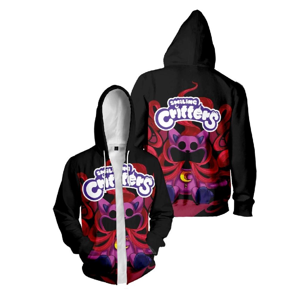 Zipper Cardigan Men Women s Casual Sweatshirt Smiling Critters Printed Hoodie Fashion Hip Hop XS