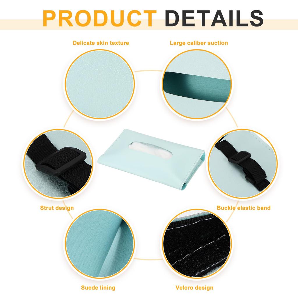 uxcell Car Tissue PU Leather Sun Visor Tissue Box Car Interior Blue Clip-on Holder, 6-inch Case, Accessory,