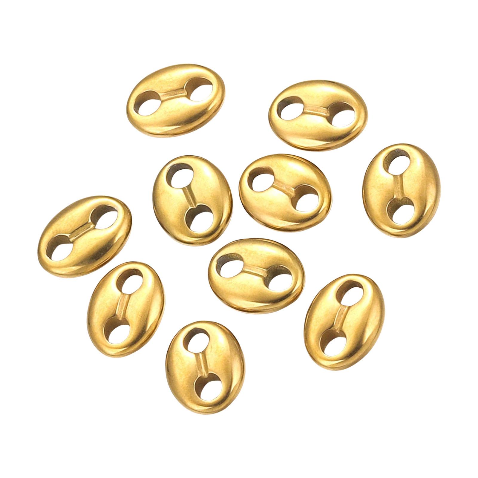 

10 шт. Овальные бусины из нержавеющей стали Аксессуары в форме кофейного зерна Соединитель для ожерелья и браслета Материалы для изготовления ювелирных изделий S золотой