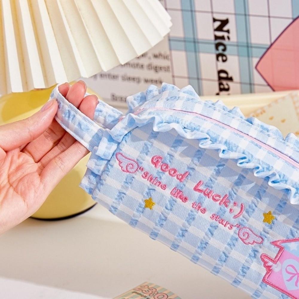 Dopamine Style Pencil Storage Bags Checkered Pencil Pouch New Stationery Bag  School Use