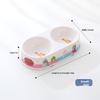 Miao Xin Bao Melamine Oval Double Bowls, Cute Colorful Printed Pet Food Sets, Cat Double Bowls