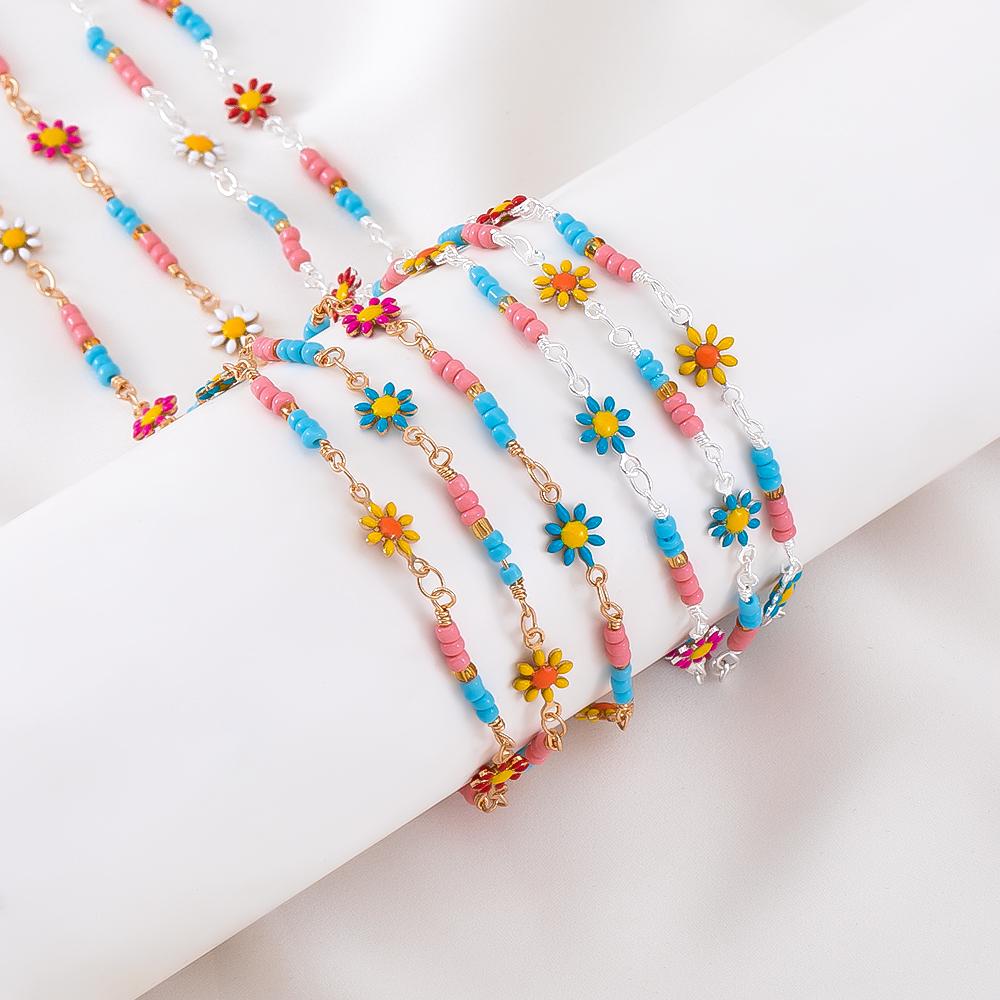 0.5M 1M 2M Bohemian Beach Floral Foot Anklet Chain Bracelet Neckalce Component Fashion Colorful Daisy Jewelry Making Accessories