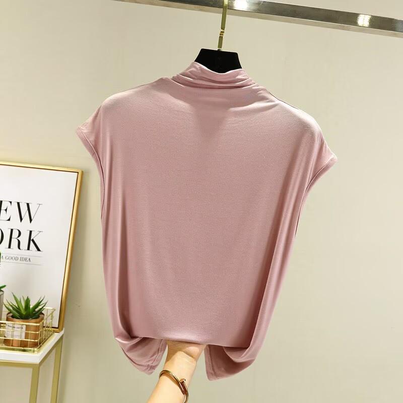 Großformat Modal Damen Hochgeschlossenes Ärmelloses Locker Geschnittenes Schlankmachendes Shirt - Frühling/Sommer