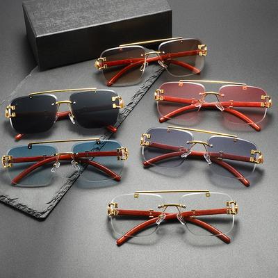 New Trendy Square Sunglasses Rimless Rectangle Sun Glasses For Men Women Fashion Uv Driving Shades Frameless Gradient Eyewear