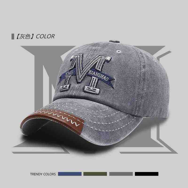 Yazlık Şapka Kadın Erkek Güneş Kremi Güneşlik Yıkanmış Kovboy Şapkası Açık Hava Seyahat Alfabe Beyzbol Şapkası