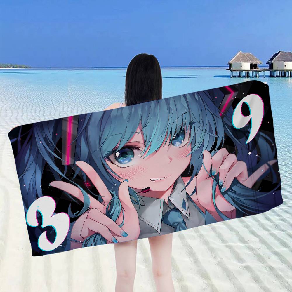 H-HatsuneS M-Miku Big Microfiber Beach Towels Quick Dry Towel Sand Beach Towels Pool Towel for Travel Swim Pool Yoga