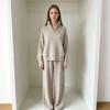 Womens Oversized Knit Sweater Wide Leg Pants Set Casual Solid Color Lounge Outfit Winter