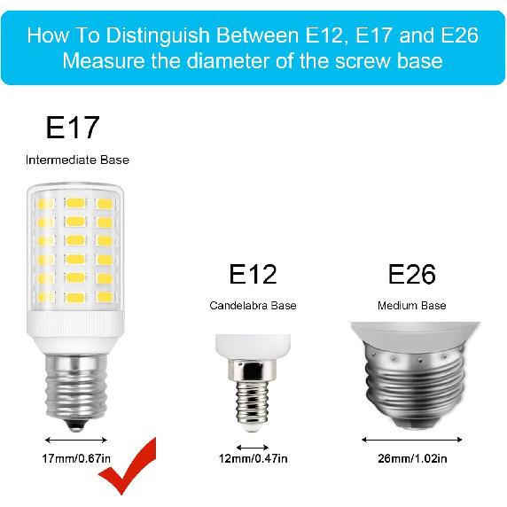 Frigidaire Freezer Light Bulb Replacement E17 LED Appliance Bulb KEI D28A KEL2811 Compact 5304517886 6W Equivalent 60W-70W Daylight White 800LM E17
