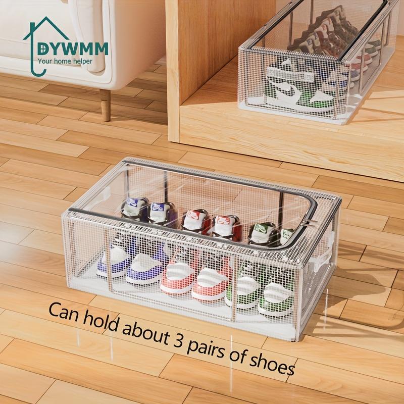 

Упаковка из 1 складного прозрачного ящика для хранения обуви с металлическим каркасом, органайзер под кровать для обуви и одежды, прочный ПВХ, прозрачный, компактный дизайн 40*30*15cm