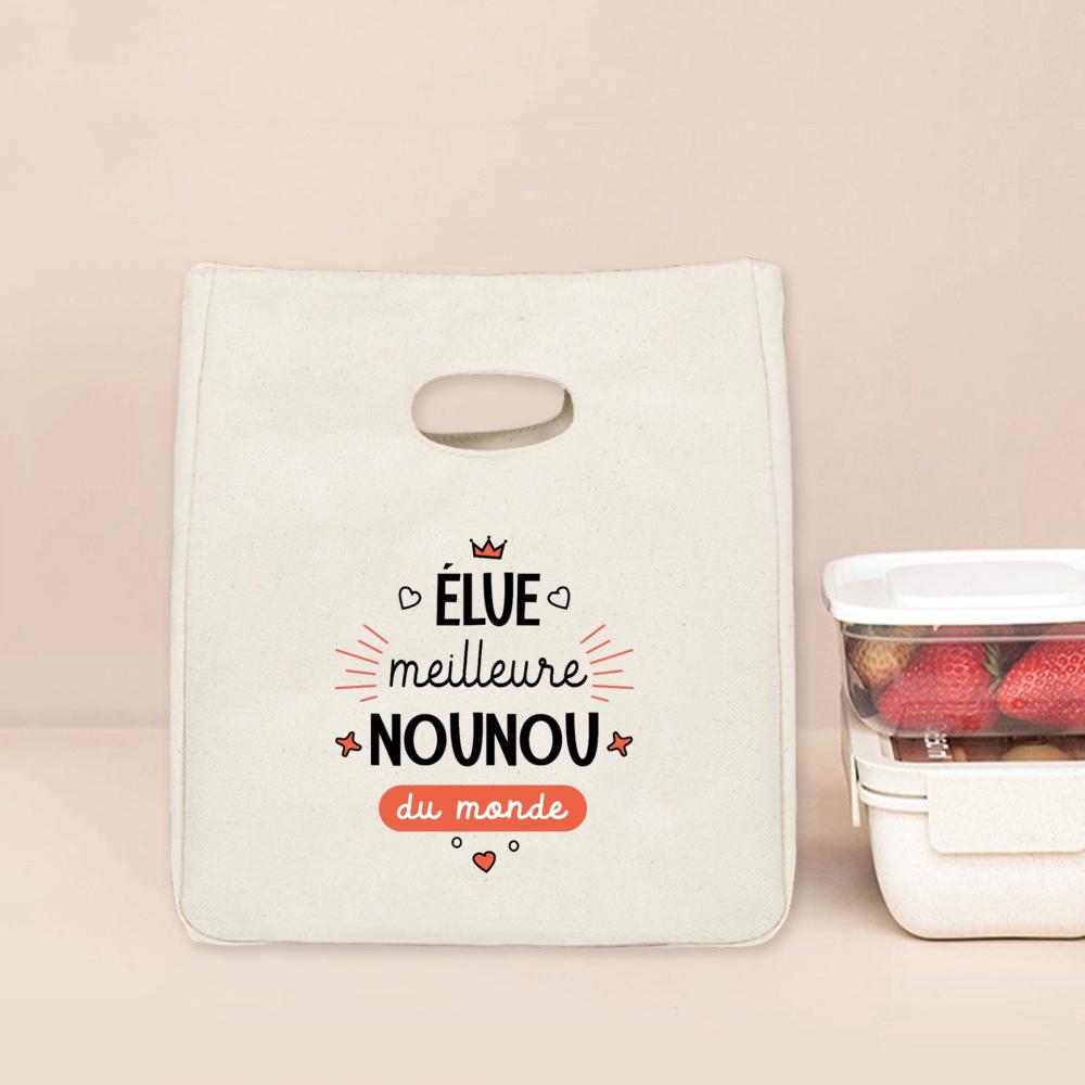 Beste Nanny der Welt Aufdruck Lunchtasche Tragbar Isoliert Canvas Kühltasche Bento Tasche Thermisch Lebensmittelaufbewahrungstaschen Geschenk für Nounou