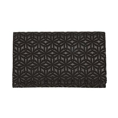 Inden Indenya Yushichi Uehara Indenya Genuine Leather Business Card Holder Model Number 2501 Black Background X Black Lacquer Hemp Leaf Pattern
