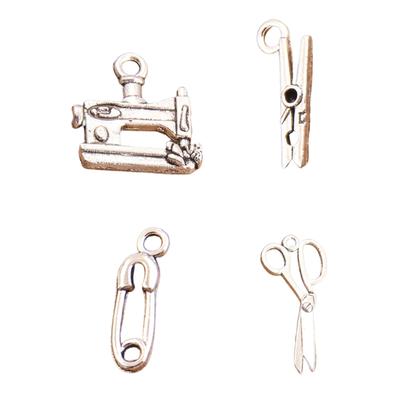 30er Pack Schicke Silberfarbene Antikstil Nähwerkzeug Anhänger zum Basteln von Einzigartigem Schmuck und Accessoires