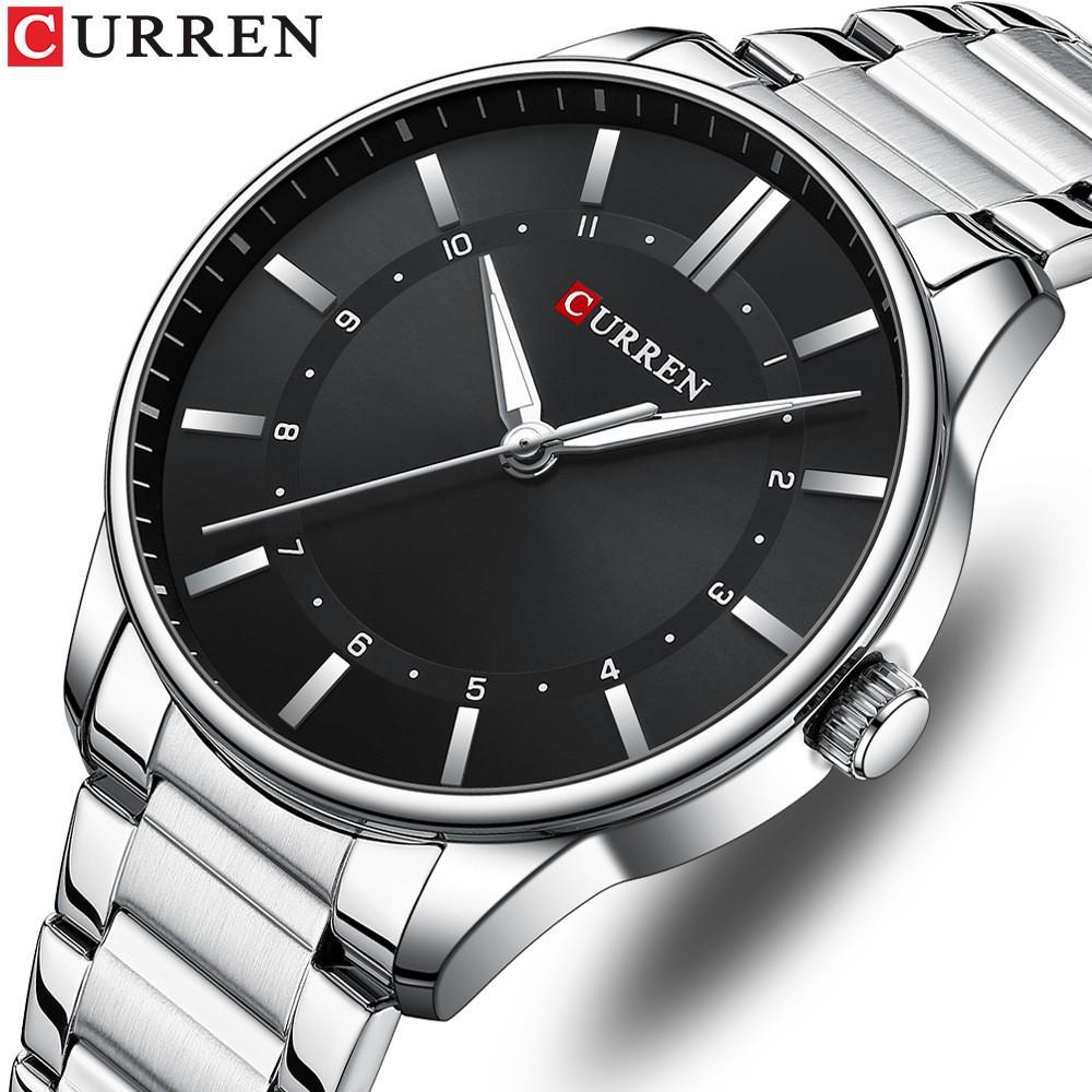 CURREN 8430 Men's Waterproof Quartz Watch with Steel Band, Business Casual Large Dial