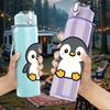 1PC Penguin Cartoon Pattern 750ml Color Plastic Sports Water Bottle Leakproof Flip Straw Lid Suitable for Sports Office Home Use