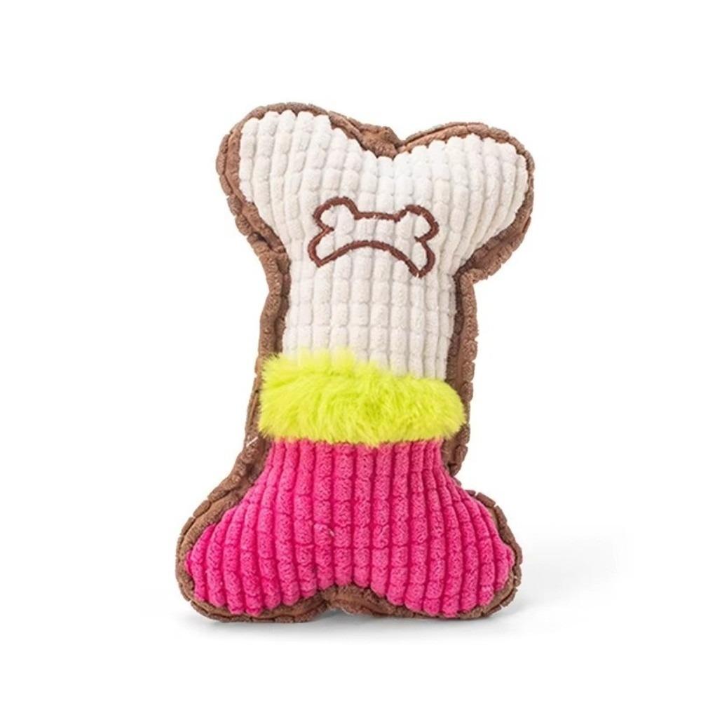 Aggressive Chewers Plush Dog Squeaky Toy Soft Cats Toy Pet Companion Toy for Small Medium Breeds розовый/белый