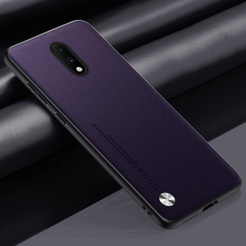 Luxury PU Leather Case For OnePlus 7 Back Cover Matte Silicone Shockproof Full Protection Phone Case For One Plus 7 OnePlus7