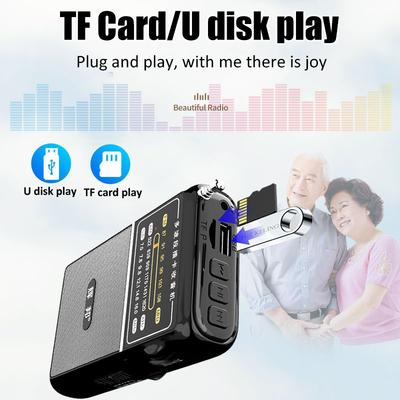 Mini Tam Bant Radyo El Tipi FM/AM/SW Alıcı Taşınabilir TF/USB Müzik Çalar 3.5mm Jaklı Yüksek Hassasiyetli Şarj Edilebilir Radyo