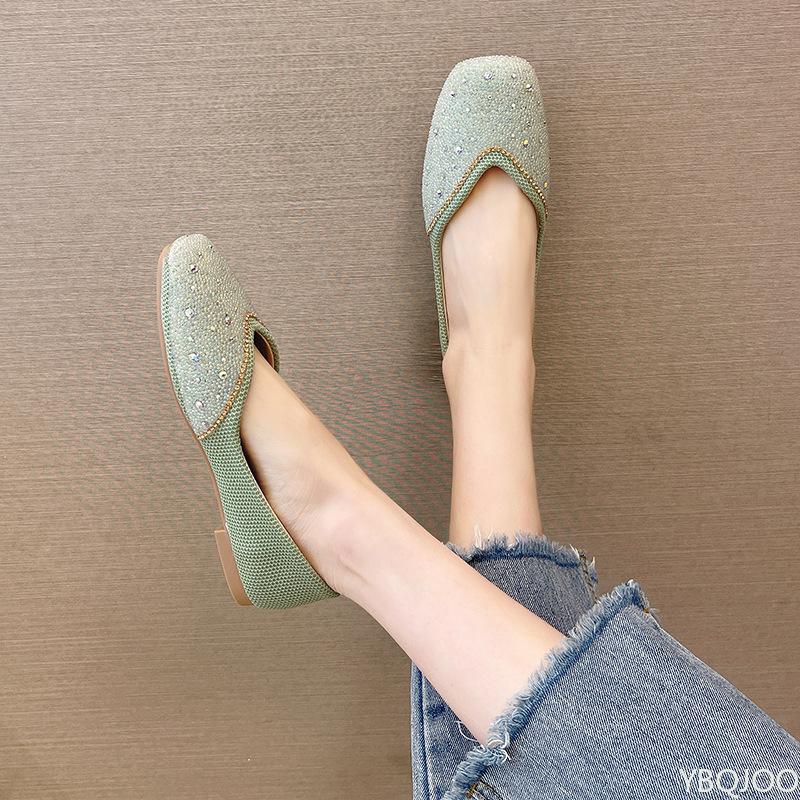 Summer New Solid Color Shallow mouth Fashion versatile Women Shoes Square Toe Casual Elegant Shoes Lightweight Breathable flats