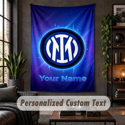Personalized Wall Tapestry,Inter Milan Custom Text, Soft Fabric Wall Art For Indoor Decoration