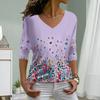 Butterfly Flowers Print Women Tshirts Ladies Tops Long Sleeve V-neck Pullover Femme T-shirts T Shirt For Women