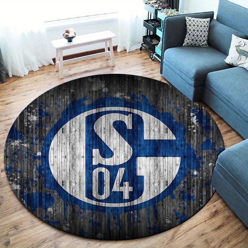 FC Schalke 04 Round Area Rug,Carpet Rug for Living Room Bedroom Sofa Playroom Decor,Non-slip Floor Mat
