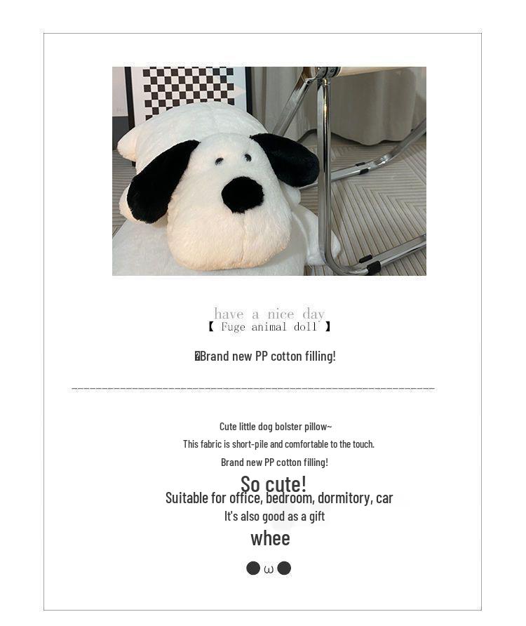 Cute Black and White Dog Plush Pillow - Soft Sleep Companion and Birthday Gift