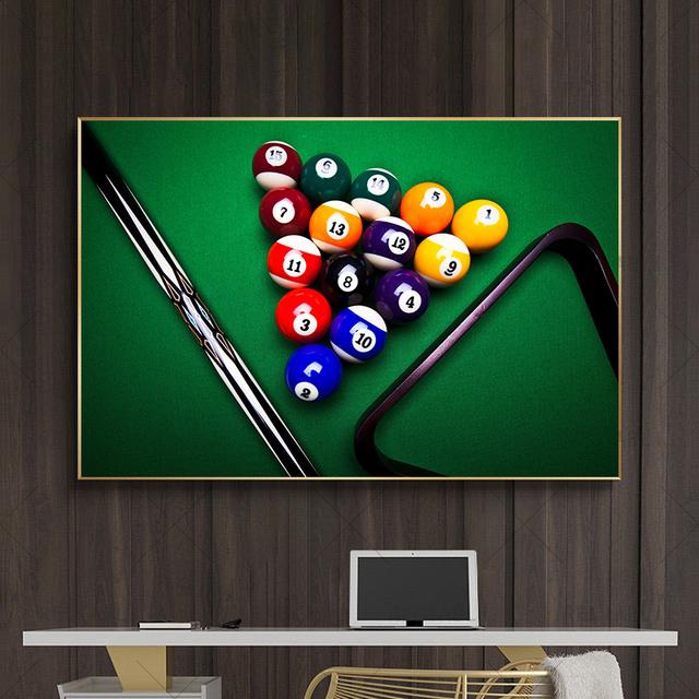 Vintage Bilardo Duvar Resimleri Snooker Tuval Boyama Duvar Sanatı Modern Spor Posterleri Baskılar Oturma Odası Kulübü Duvar Dekor için