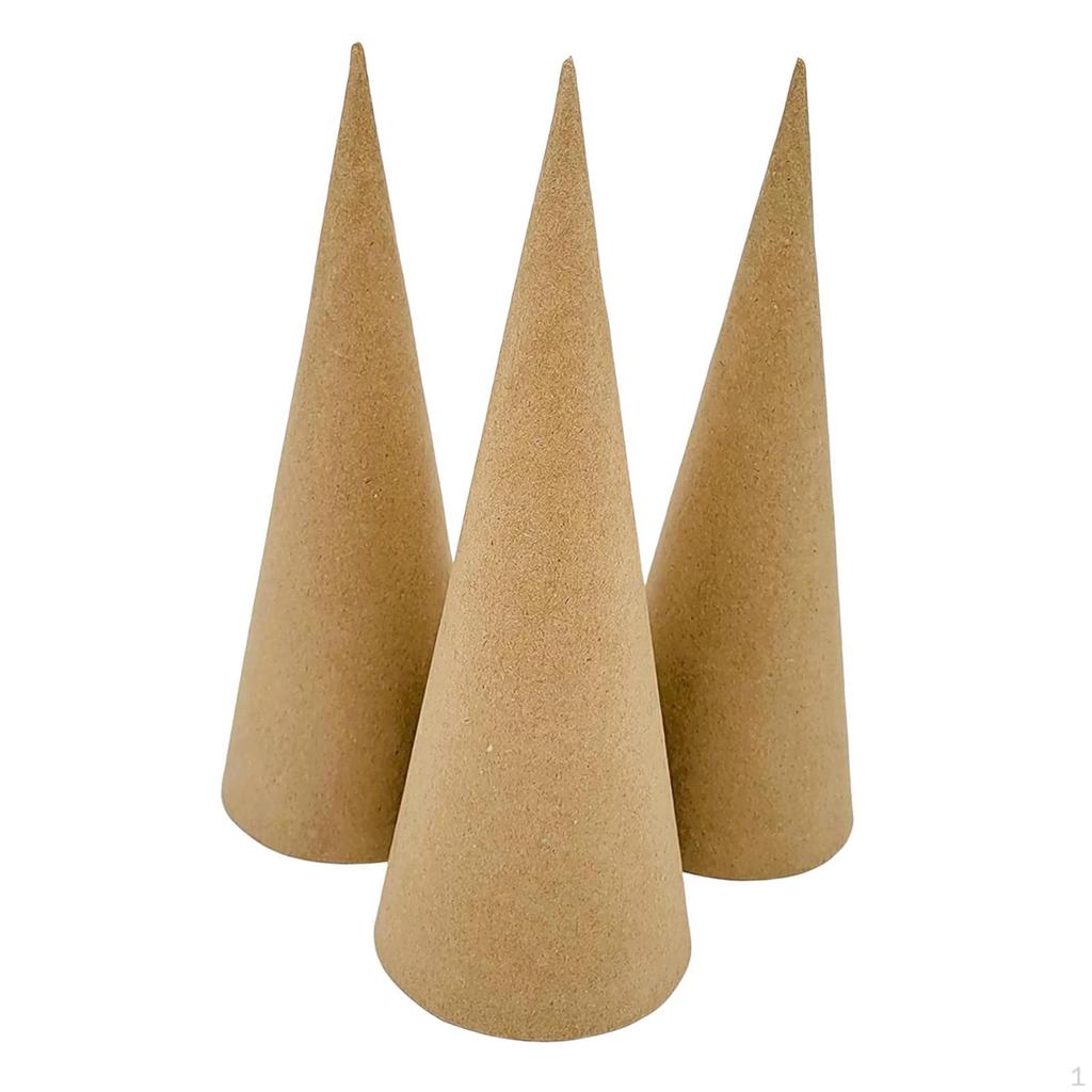 3 Conuri Mache de Hârtie cu Fund Deschis, Meșteșuguri Versatile, Decorațiuni Imaginative de Halloween.