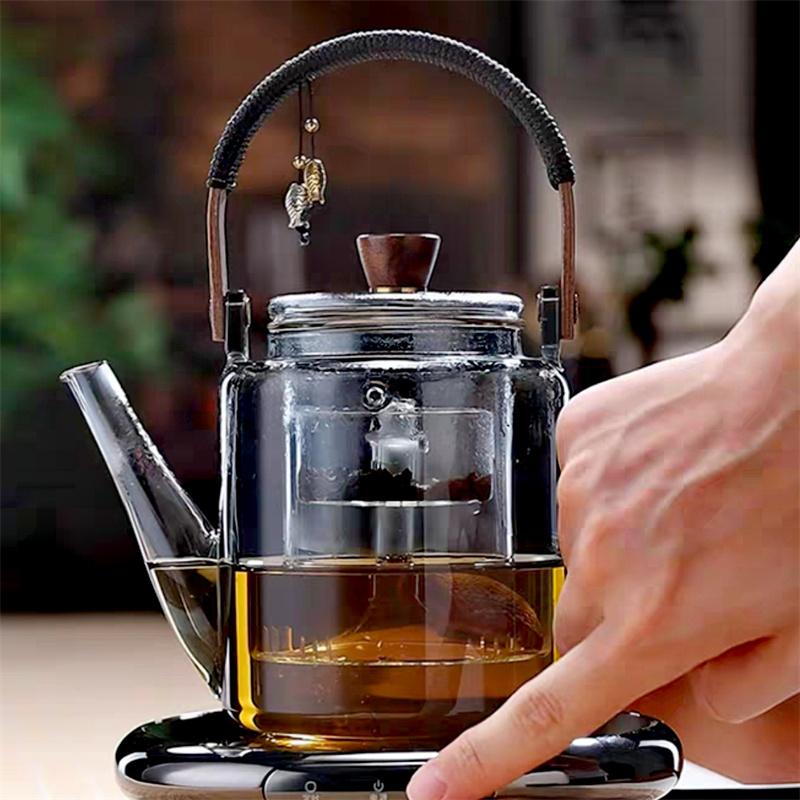 1000ml Heat Resistant Glass Tea Kettle With Steaming And Boiling Infsuer Filter Inner Liner Cooker Tea Brewing Health Tea Utensi