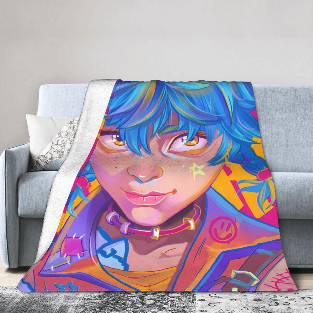Anime Jinx Arcane Super Soft Blanket 3D Print Picnic Plush Throw Blanket Fashion Bedroom Flannel Bedspread Sofa Bed Cover