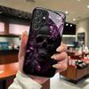 Purple Leaf Skull Pattern Glass Phone Case Suitable for Samsung Galaxy S26 S25 S24 S22 S21 S20FE/Ultra/Plus Anti Drop Back Cover