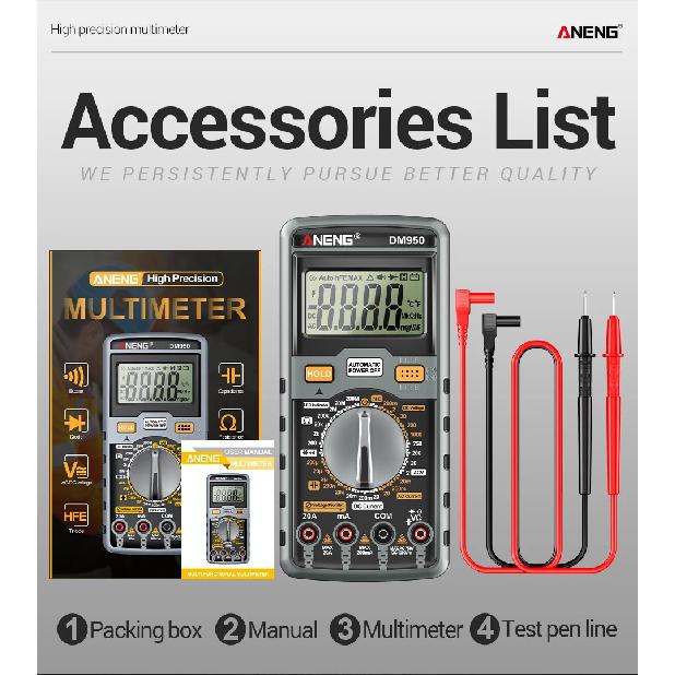 ANENG DM950 Multimeter Voltage Current Digital Tester High Precision hFE Transistor Capacitance Detected For Electrician Tools