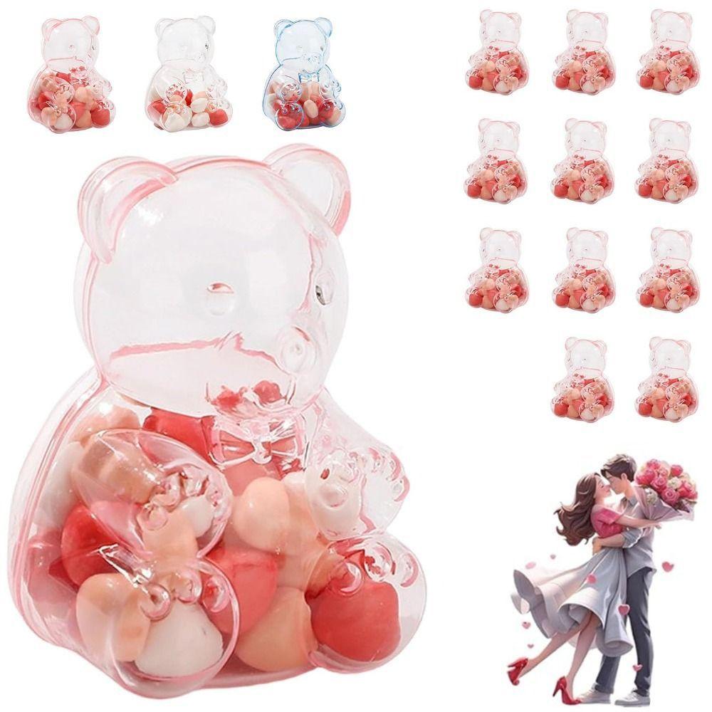 12 st Stor godisbjörnsbehållare Klar godisförvaringsbehållare Björnformad godishållare Återanvändbar Jättestor godisbjörnsförvaringsburk