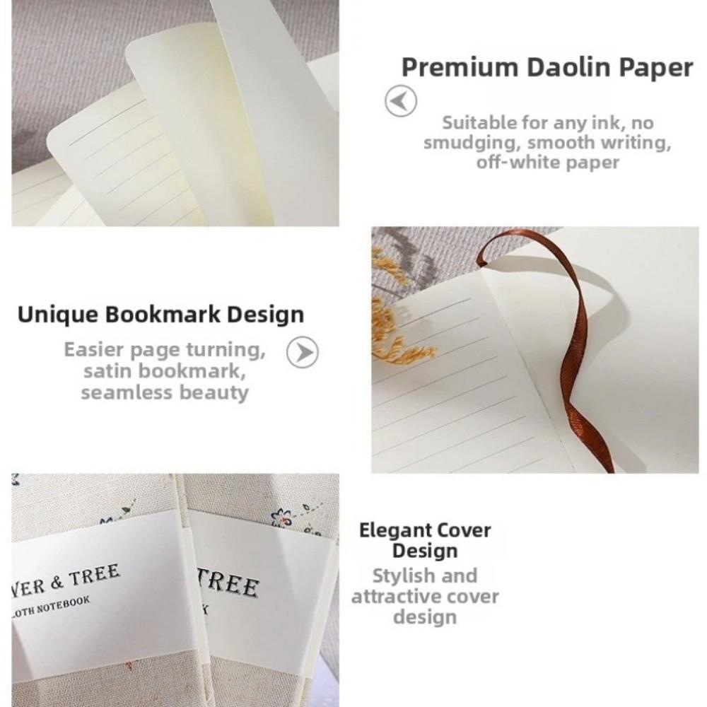 Super-thick Hand Account Book Cloth-covered Printing Notepad 2026 Flowers Notebook  Student Diary