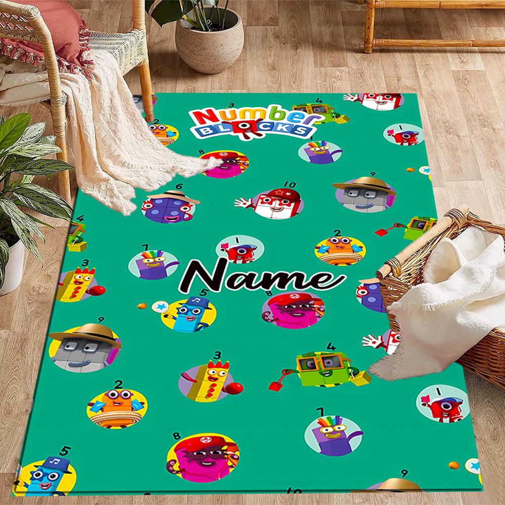 Tappeto da pavimento con blocchi numerici Inverno Divertente Nome Personalizzabile Tappeto per Ufficio Design per Stanze dei Giochi Camere da Letto Ingresso Tappeto Antiscivolo per Esterni Ufficio Arredamento per la Casa