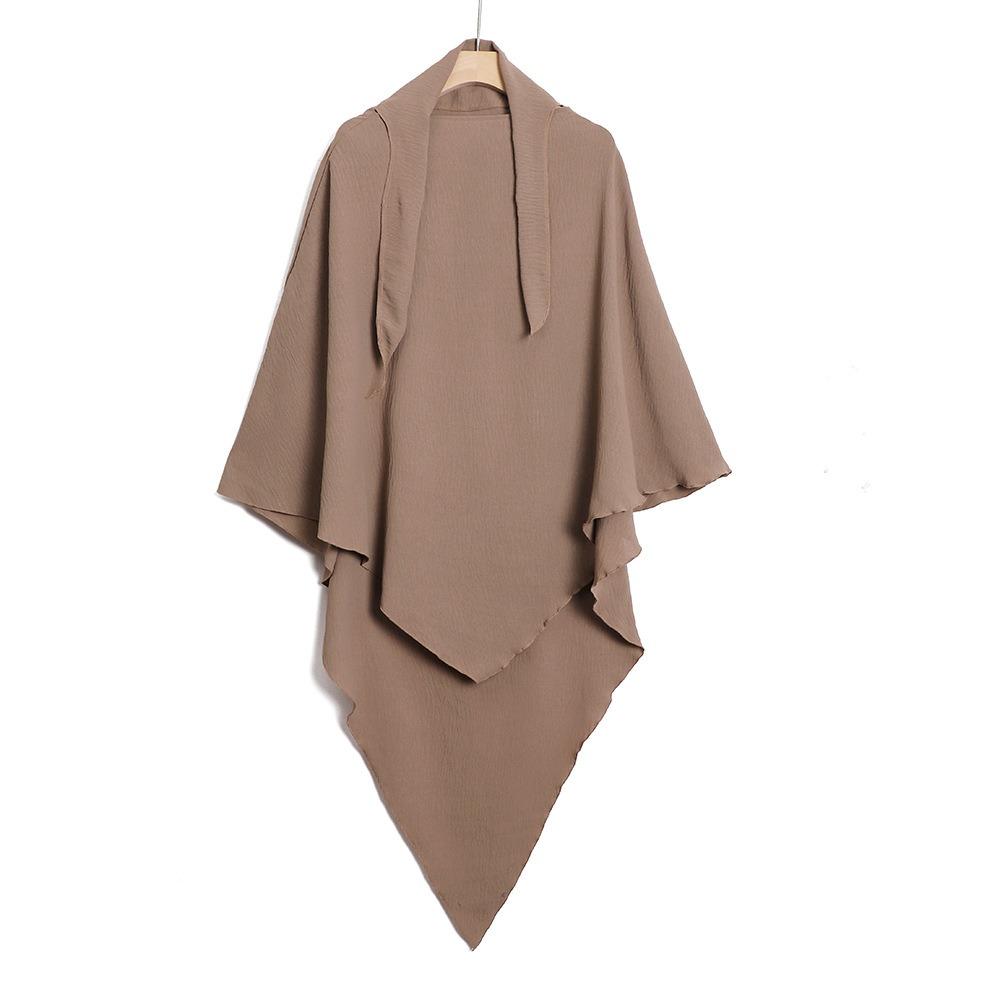 Solid Color Elegant Muslim Head Covering Ready to Wear Tie Closure Prayer Headscarf Long Breathable Abaya Hijab for Women