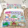 3pcs Hello Kitty's Whimsical World Printed Quilt Set - Includes 1 Quilt Cover and 2 Pillowcases, Machine Washable - Suitable for All Seasons.H054