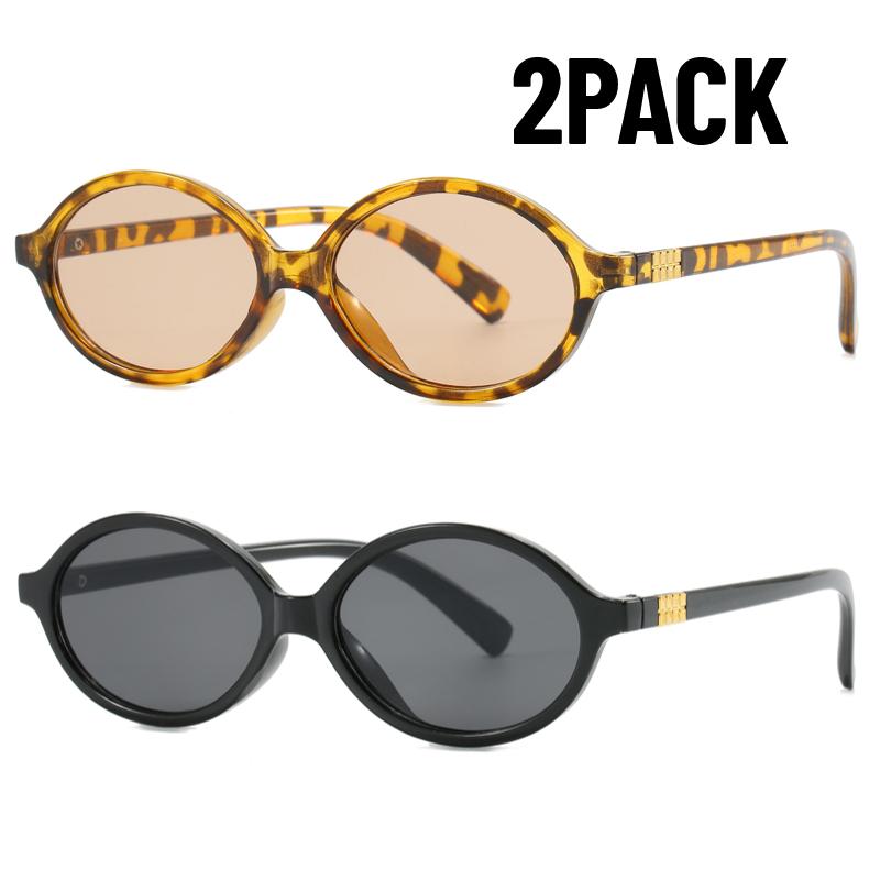 2PACK Sexy Small Oval Sunglasses for Women  Brand Designer Fashion Luxury Shades UV400 Black Eyewear Men Vintage Sun Glasses