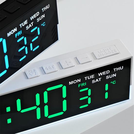 Digital Alarm Clock Large LED Display Brightness Adjustable Battery Operated Home Bedroom Clock with Week Temperature