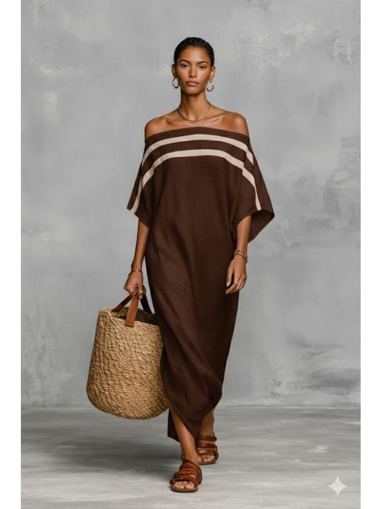 European Summer One-Shoulder Batwing Sleeve Maxi Dress for Women