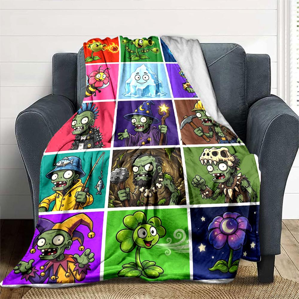 Plants Vs. Zombies Blanket Durable Comfort Great for Bedding Sofa Seaside Four Seasons Multipurpose Digital Print
