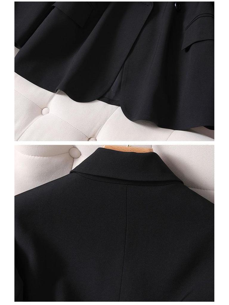 Grauer Blazer für zierliche Frauen, zweiteiliges Set - 2025 Frühling & Herbst, lockerer Freizeitanzug