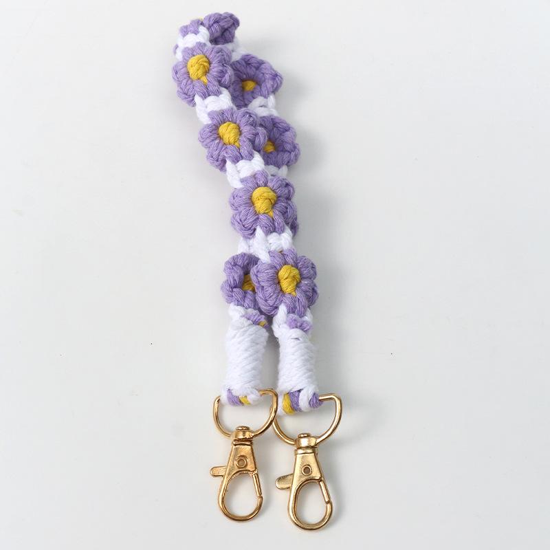 Bohemian Small Daisy Flower Keychain Hand-woven Wrist Rope European and American Bag Pendant