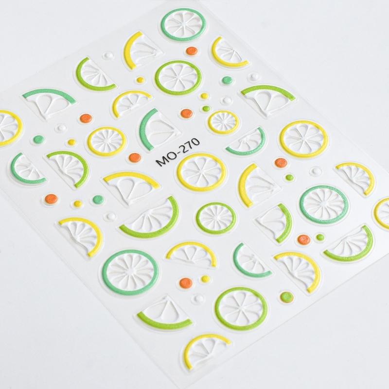 5PCS Summer Nail Art Stickers With Fruit Patterns Durability Non Toxic Nail Decals For Daily Use Or Parties