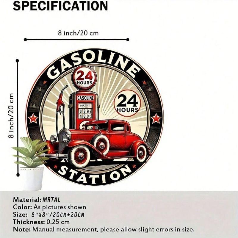 Retro Round Tin Sign Gas Station Garage Bar Decor 20cm