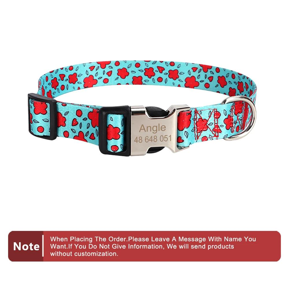 Classic Custom Dog Collar Metal Buckle Dogs Nameplate Collar Free Engrave Personalized Pet Collars Adjustable for Small Medium Large Dog