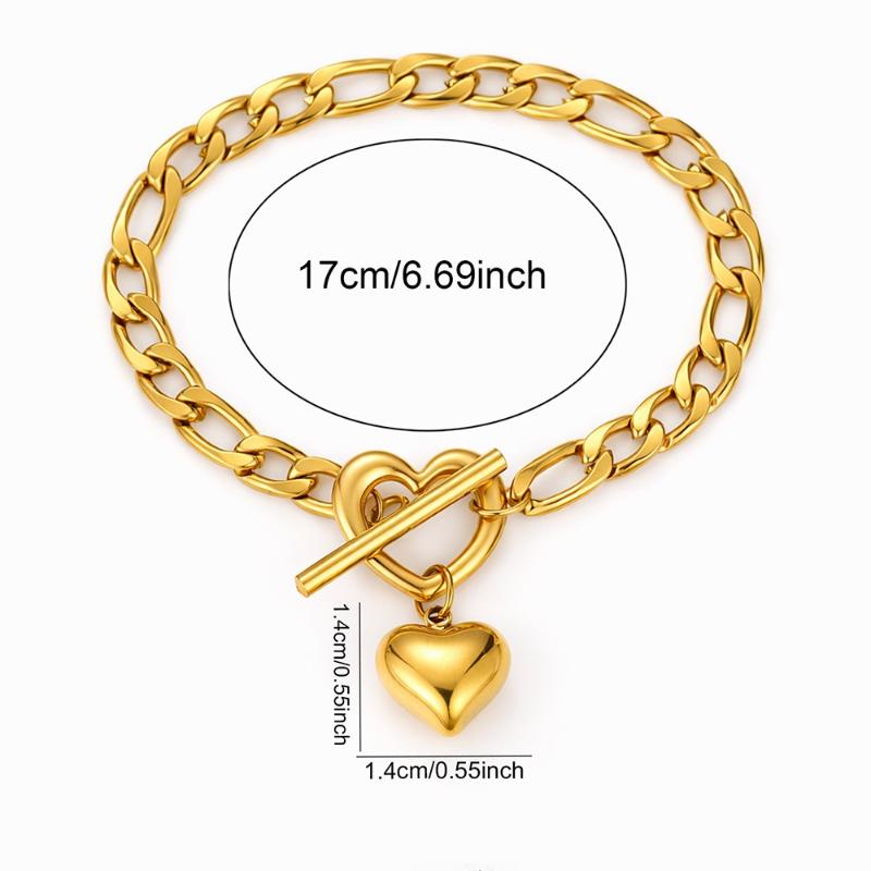 Stainless Steel Heart Pendant Bracelet For Women Fashionable Ot Clasp Design Minimalist Commuter Wrist Accessory Jewelry Gift